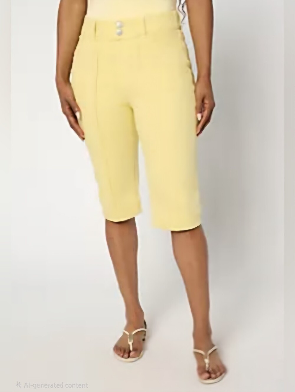 NWT Denim & Co. Color Classic Stretch Double Button Bermuda Short Size-12